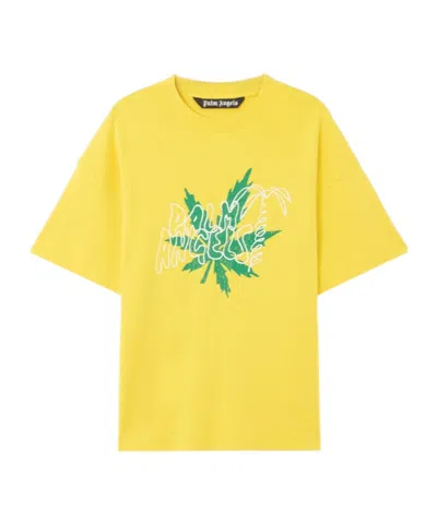 Palm Angels Palm Leaf Graphic T-shirt In Yellow