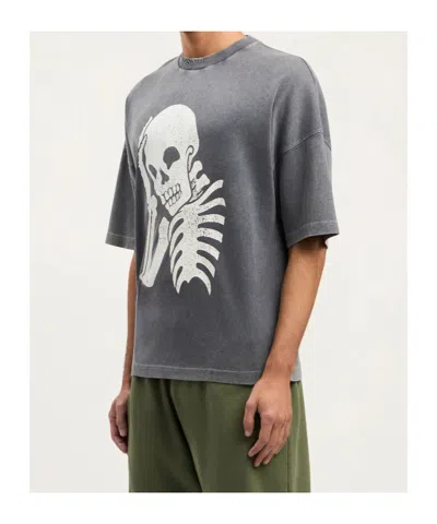 Palm Angels Skull-print Washed T-shirt In Gray