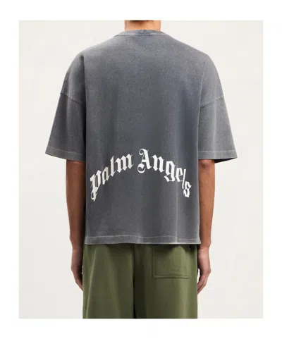 Palm Angels Skull-print Washed T-shirt In Gray