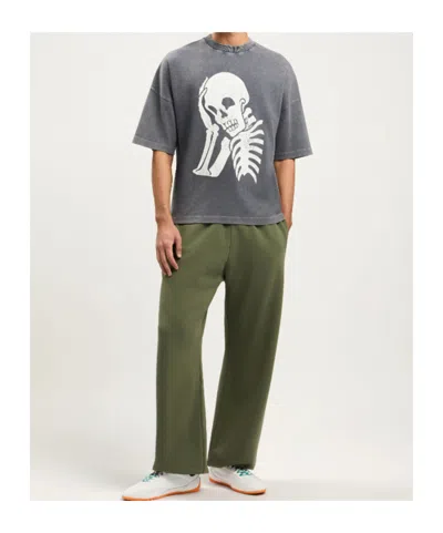 Palm Angels Skull-print Washed T-shirt In Gray