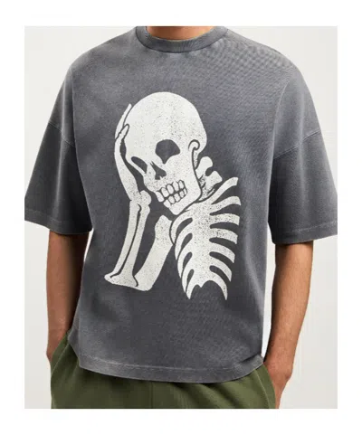 Palm Angels Skull-print Washed T-shirt In Gray