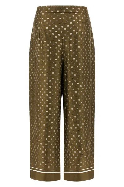 Max Mara Green Straight Flat Front Pants In Green