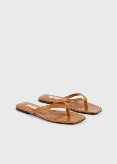 Totême Toteme Crocodile-effect Leather Flip Flops In Orange