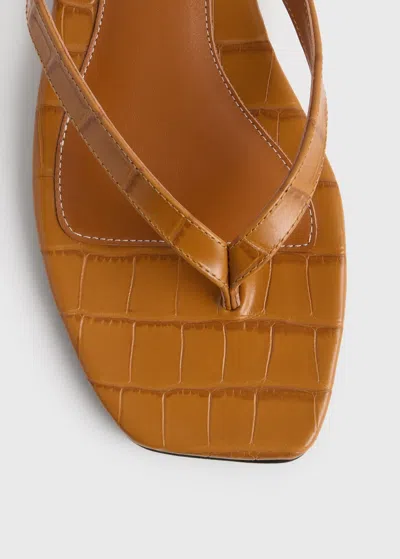Totême Toteme Crocodile-effect Leather Flip Flops In Orange