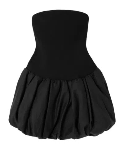 Simkhai Pollie Strapless Stretch Recycled-knit And Linen-blend Mini Dress In Black