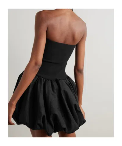 Simkhai Pollie Strapless Stretch Recycled-knit And Linen-blend Mini Dress In Black
