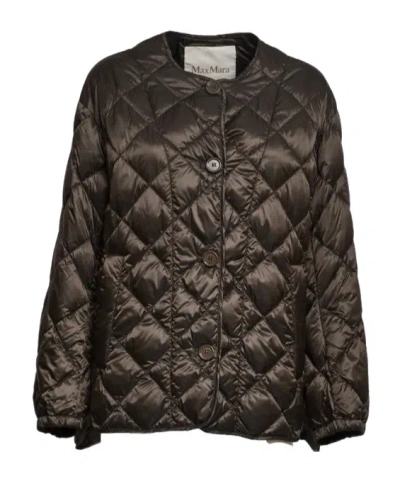 Max Mara Quilted Button Jacket In Black