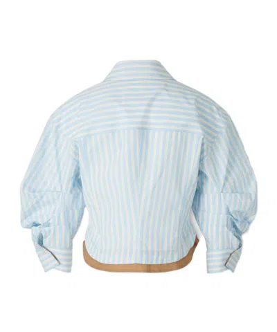 Simkhai Boone Combo Shirt In Hydrangea Blue Stripe In Blue