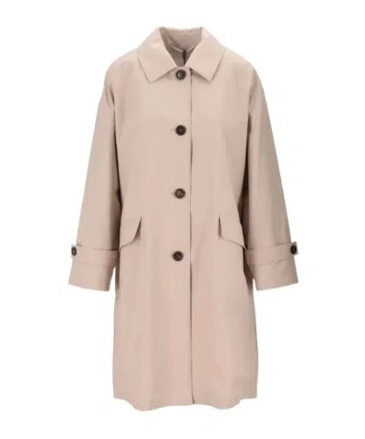 Max Mara Buttoned Trench Coat In Brown