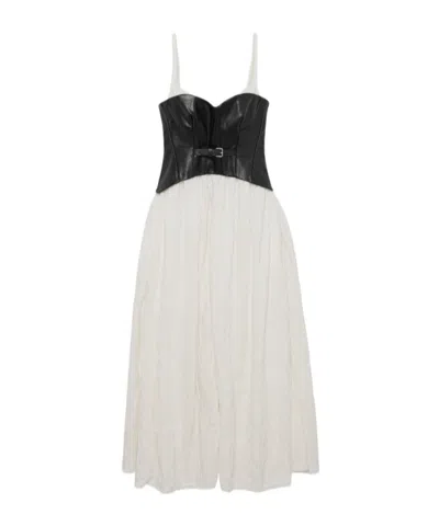 Simkhai Cortland Belted Bustier Midi Dress In Black Multi In White