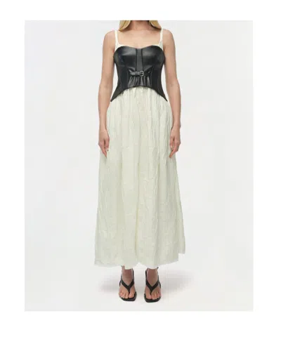 Simkhai Cortland Belted Bustier Midi Dress In Black Multi In White