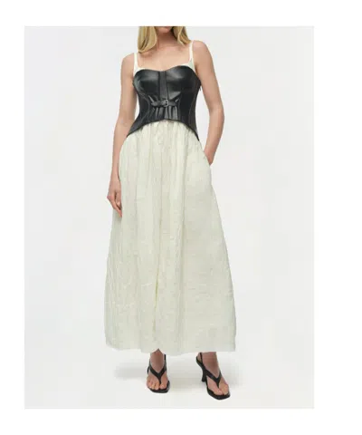 Simkhai Cortland Belted Bustier Midi Dress In Black Multi In White