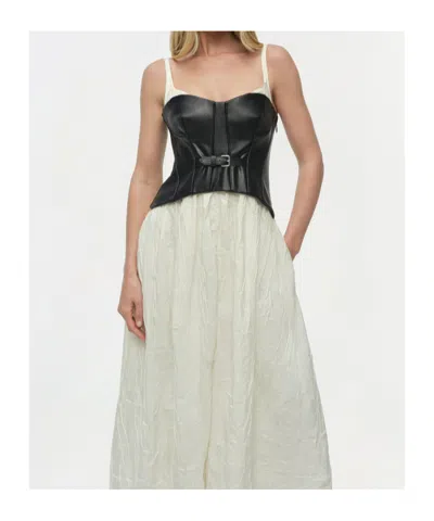 Simkhai Cortland Belted Bustier Midi Dress In Black Multi In White