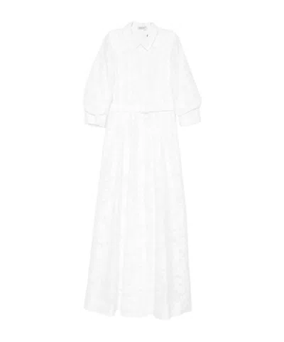Simkhai Jazz Pleated Cotton-blend Poplin Midi Shirt Dress In White