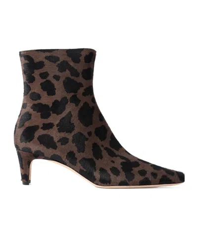 Staud Wally Leopard-print Leather Ankle Boots In Brown