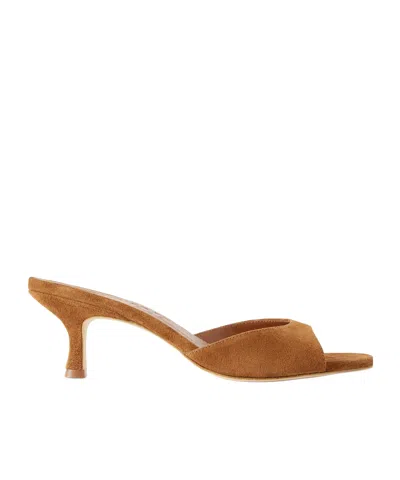 Staud 55mm Brigitte Suede Kitten-heel Mules In Burgundy