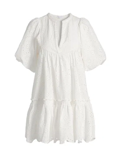 Poupette St Barth Aria Broderie Anglaise Cotton Minidress In Natural White