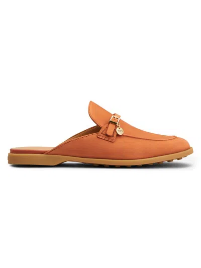 Tod's Orange Solid Sabots Slides In Brown