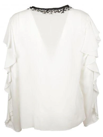 Shop Giamba Ttista Valli Ruffled Sleeves Blouse In Bianco