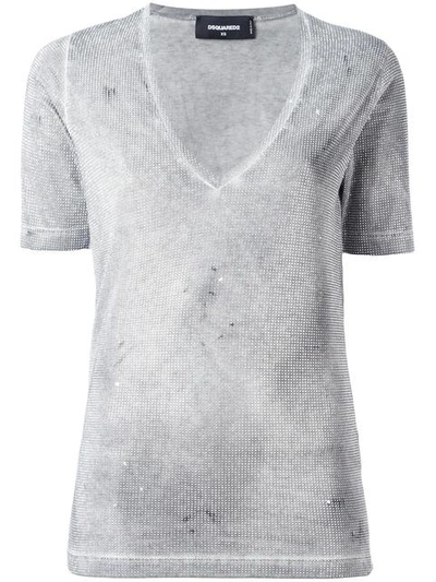 Dsquared2 Distressed Cotton T-shirt In Grey