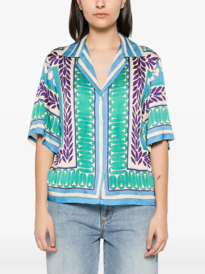 Sandro Graphic-print Short-sleeve Shirt In Multi