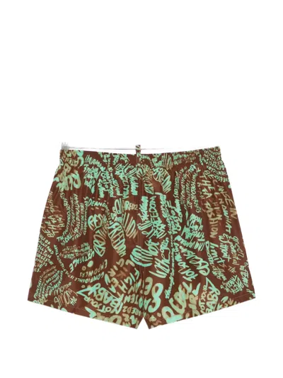 Dsquared2 Graffiti-print Swim Shorts In Multi