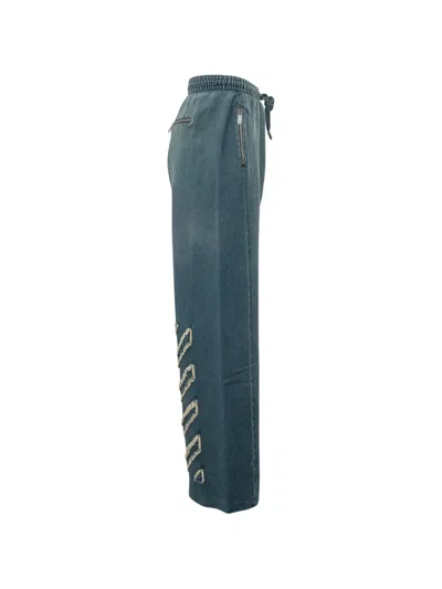 Off-white Blue Loose Drawstring Pants In Blue