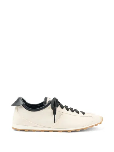 Jacquemus The Tennis Leather-trimmed Suede Sneakers In Neutral