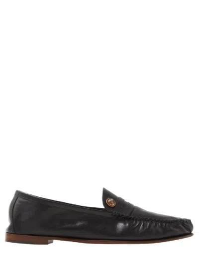 Versace Black Guanto Loafers In Calf Leather In Black