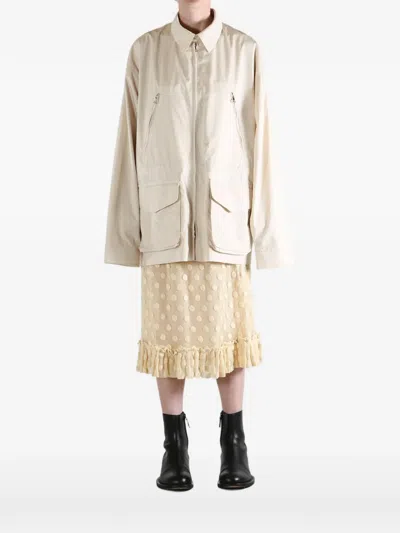 Rier Multi-pocket Zip-up Coat In Neutral