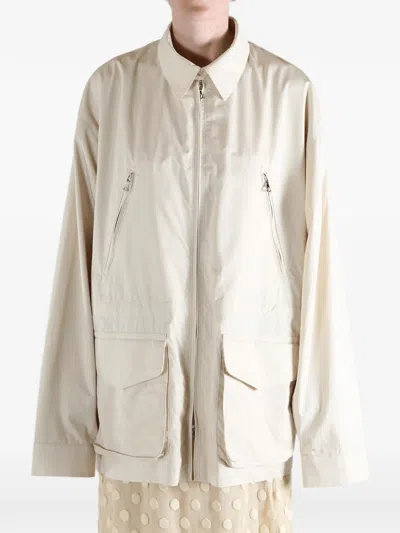 Rier Multi-pocket Zip-up Coat In Neutral