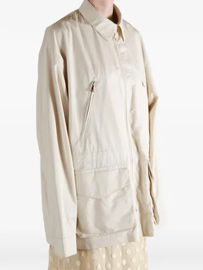 Rier Multi-pocket Zip-up Coat In Neutral
