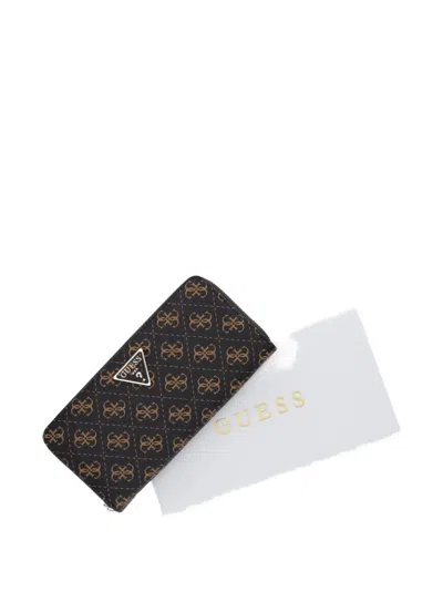 Guess Usa Patterned Wallet In Brown