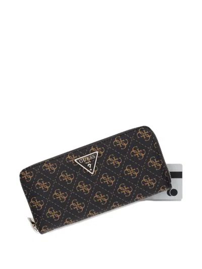 Guess Usa Patterned Wallet In Brown