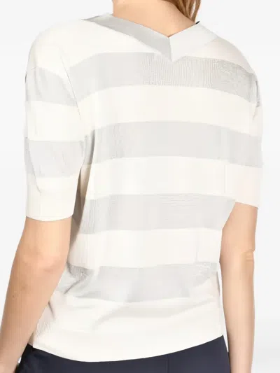 Gran Sasso Striped Metallic-thread Sweater In Multi