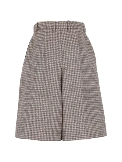 Agnona Houndstooth-pattern Wide-leg Shorts In Multi