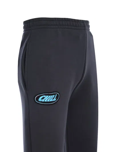 Tee Library Chill Logo-patch Track Pants In Blue