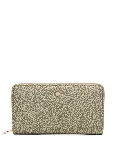 Borbonese Patterned Wallet In Green