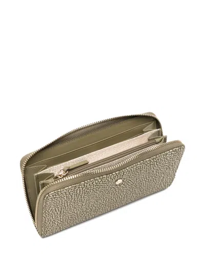 Borbonese Patterned Wallet In Green