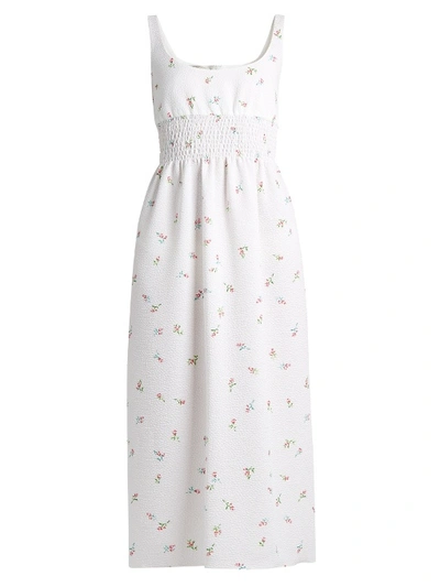 Emilia Wickstead Giovanna Floral-print Cloqué Dress In White Multi
