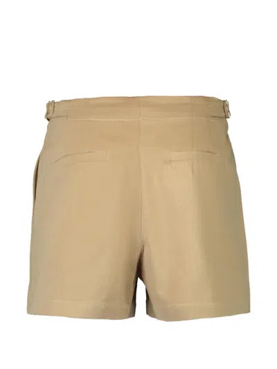 Ulla Johnson Kira Pleated Cotton Mini Shorts In Brown