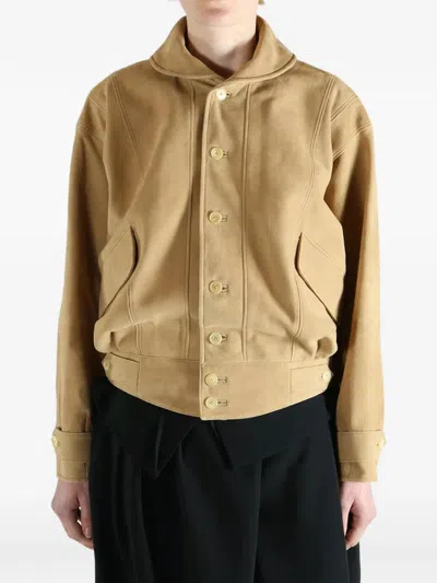 Auralee Leather Jacket In Neutral