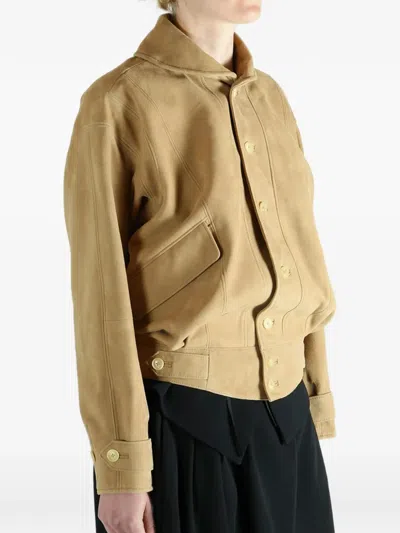 Auralee Leather Jacket In Neutral