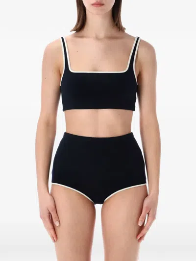 Auralee Contrast-trim Bikini In Black