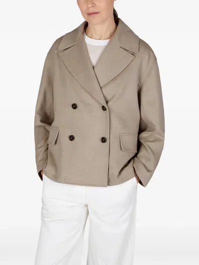 Paul & Shark Double-breasted Cashmere Peacoat In Neutral