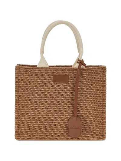 Paul & Shark Raffia And Leather Bag In Brown