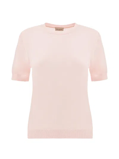 Paul & Shark Short-sleeve Cotton Sweater In Pink