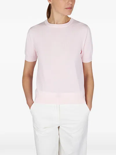 Paul & Shark Short-sleeve Cotton Sweater In Pink