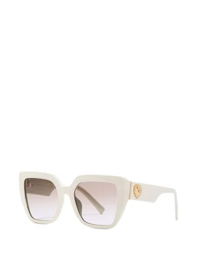 Dolce & Gabbana Devotion Square-frame Sunglasses In White