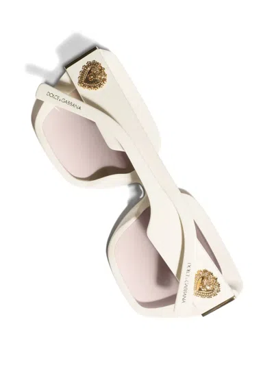 Dolce & Gabbana Devotion Square-frame Sunglasses In White